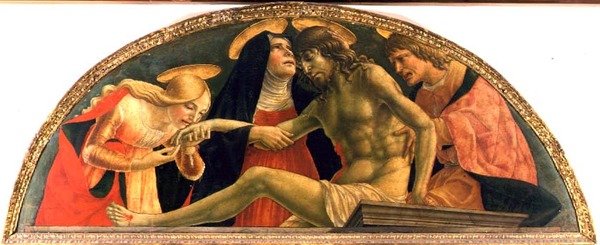 Pieta, The Dead Christ, ca. 1491 (tempera på panel) av Lorenzo da  Sanseverino