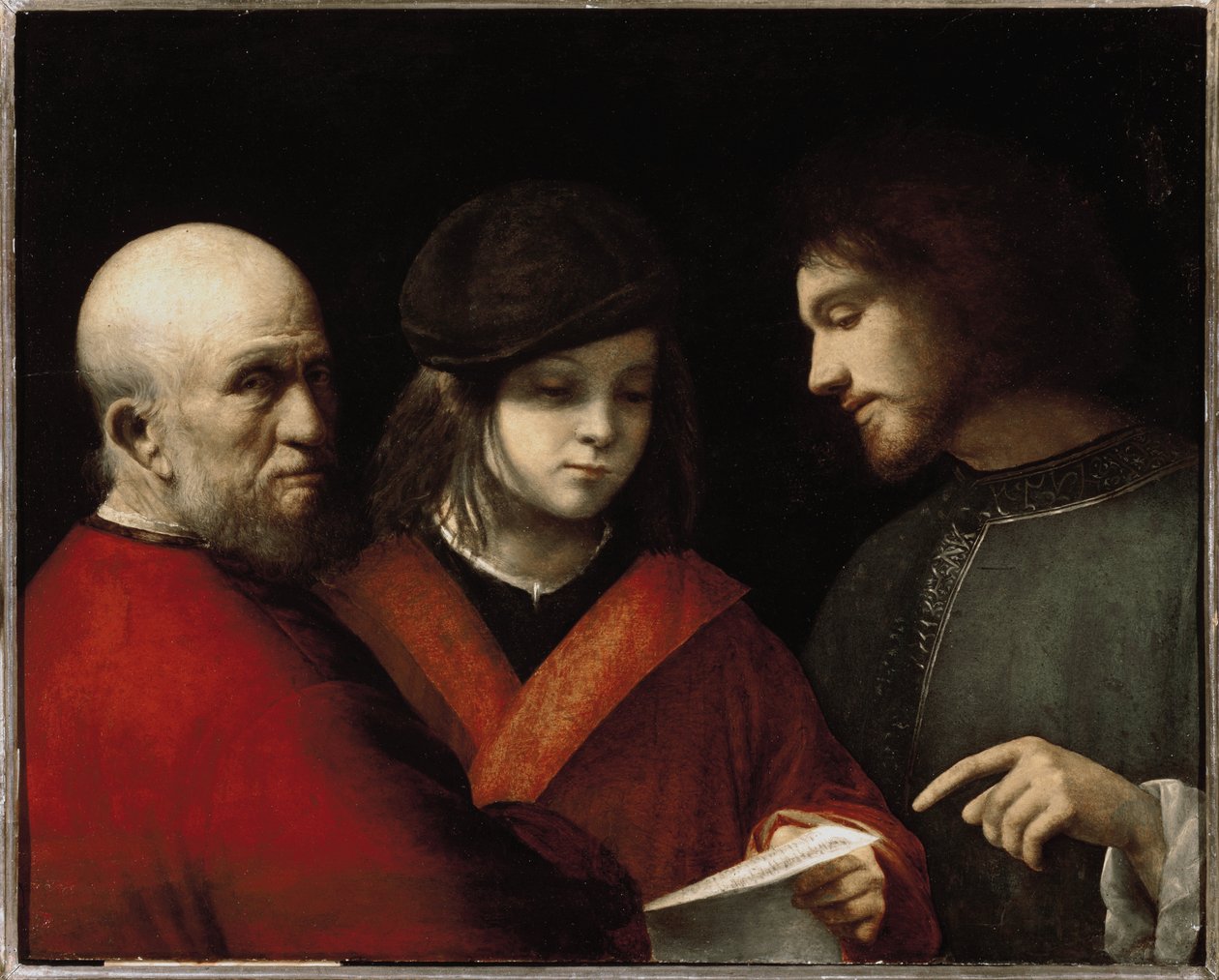 The Three Ages of Man - The Three States of Man - Olje på panel, rundt 1500 av Giorgione