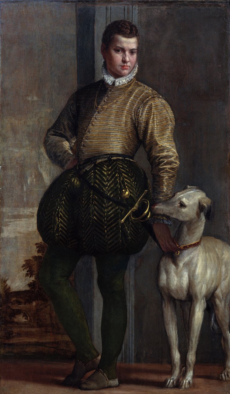 Boy with a Greyhound, ca. 1570-tallet (olje på lerret) av Veronese