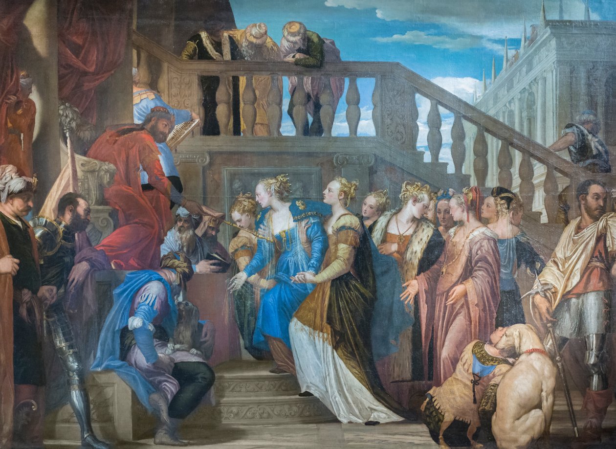 Esther og Ahasverus, 1560-69 (olje på lerret) av (1528 88) Veronese