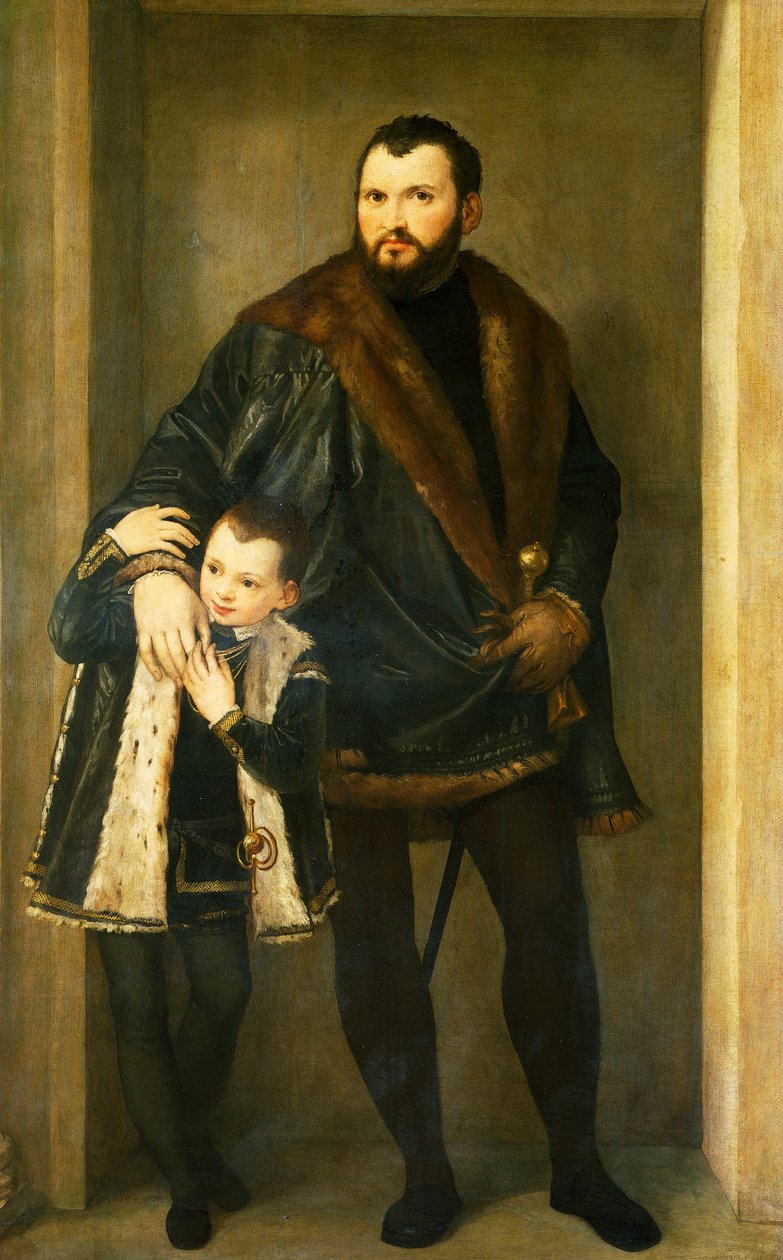 Giuseppe Da Porto med sønnen Adriano av Paolo Caliari kjent som Veronese (1528-1588), olje på lerret av (1528 88) Veronese