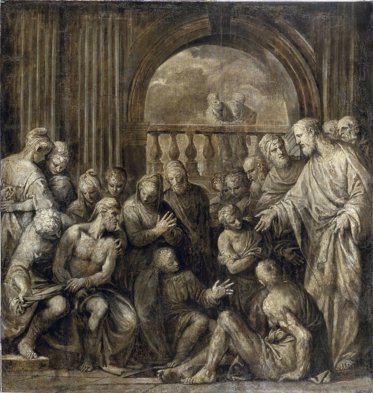 The Raising of Lasarus (Lazarus of Betania). Maleri av Paolo Veronese (1528-1588), olje på lerret av Veronese