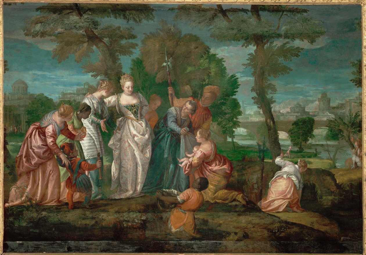 Moses reddet fra vannet … (maleri på lerret) av (1528-88) Veronese