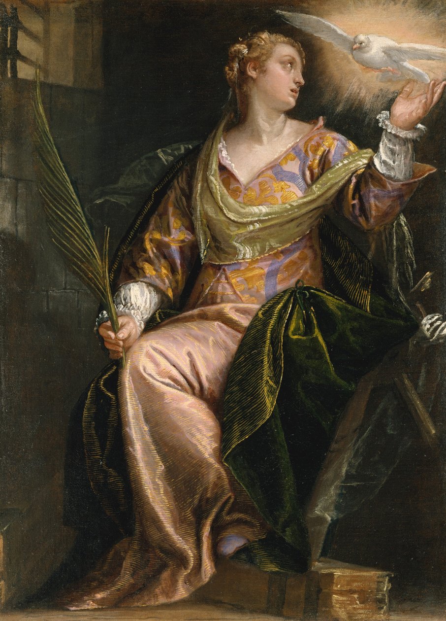 Saint Catherine of Alexandria in Prison, ca. 1580-5 (olje på lerret) av Veronese