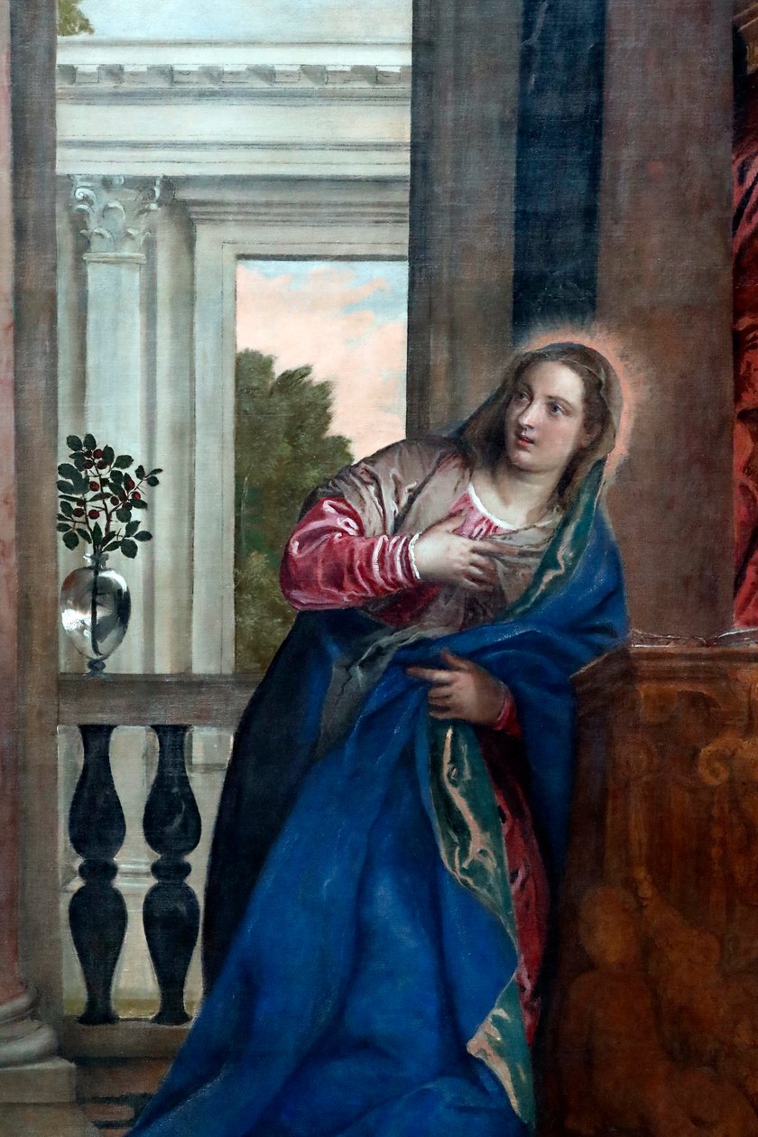 The Annunciation of the Virgin 1500-tallet (olje på lerret) av Veronese