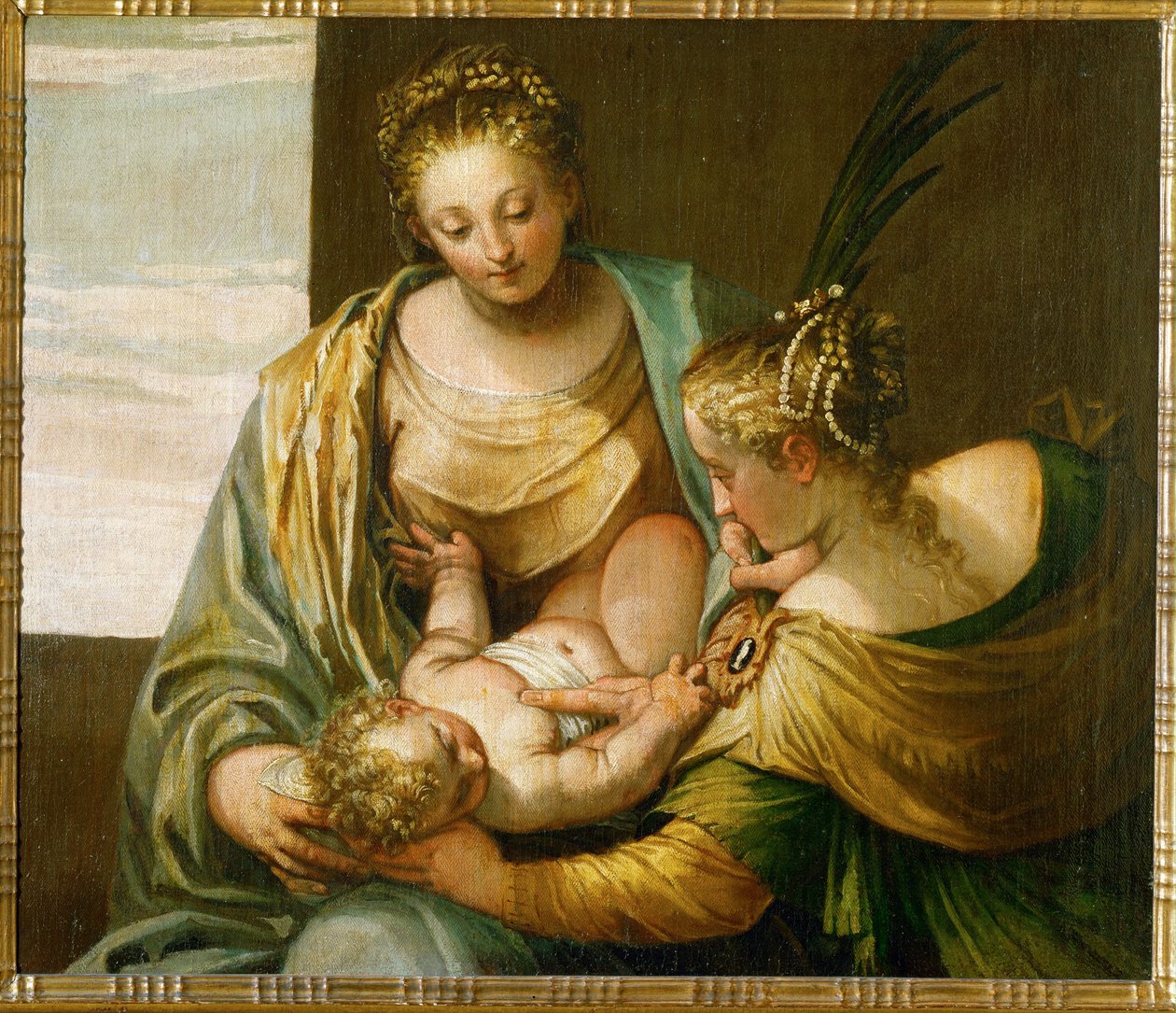 Det mystiske ekteskapet til den hellige Katarina av Siena … (olje på lerret) av (1528-88) Veronese