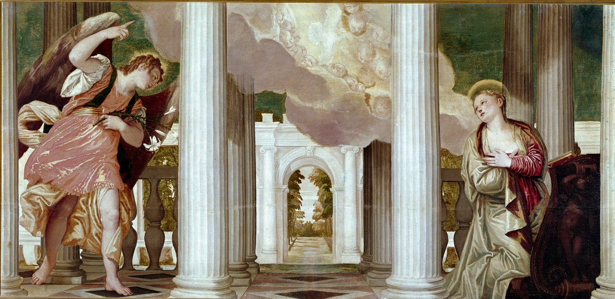 Kunngjøring. Maleri av Paolo Caliari dit Paolo Veronese (1528-1588) av Veronese