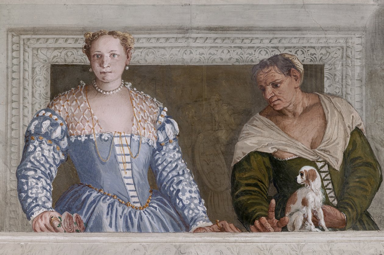 Donna Barbaro og sykepleieren hennes, Hall of Olympus, detalj på 2632651 av Veronese