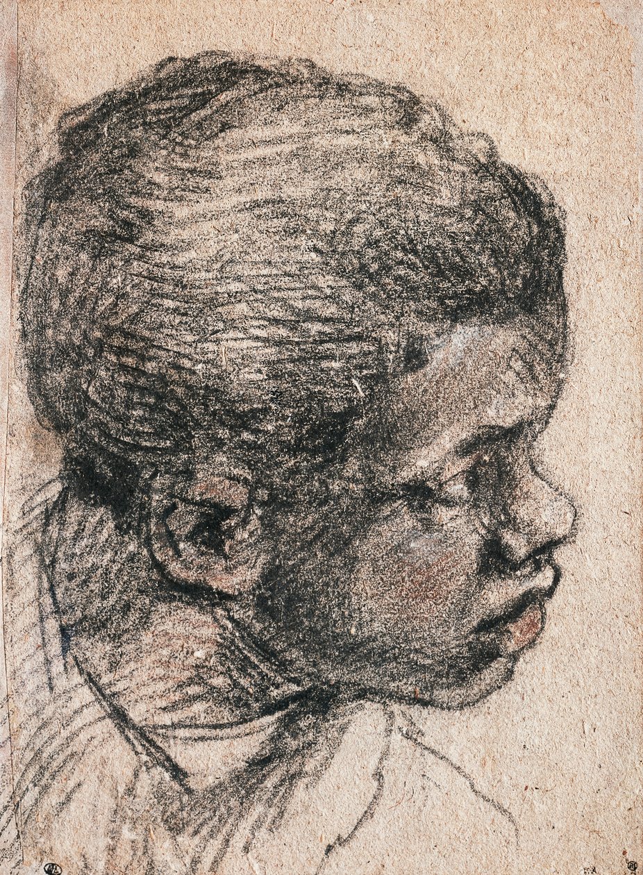 Leder av negergutt, Paolo Caliari kjent som Veronese (1528-1588), tegning av Veronese