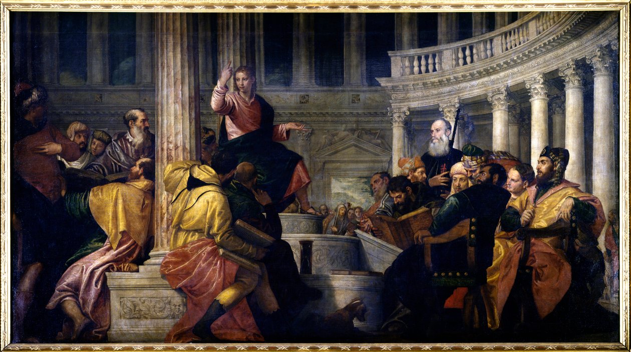 Jesus snakker med legene. Maleri av Paolo Veronese (1528-1588) av Veronese