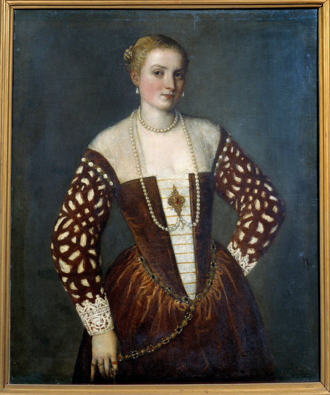 Portrett av en venetiansk kvinne. Maleri av Paolo Veronese (1528-1588) av Veronese