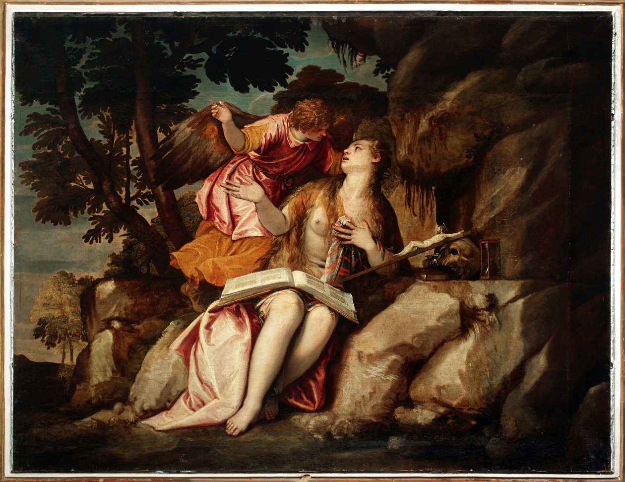 Representasjon av Maria Magdalena med en engel (maleri av Veronese