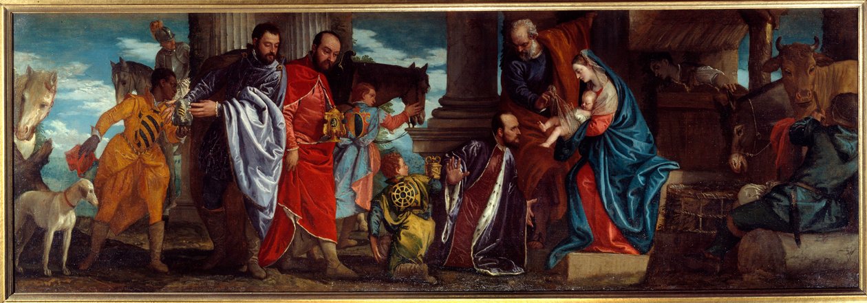 The Adoration of the Magi Painting av Paolo Caliari dit Paolo Veronese (1528-1588) 1500-tallet Søn. 1,34x2,94 m Lyon, Museum of Fine Arts av Veronese