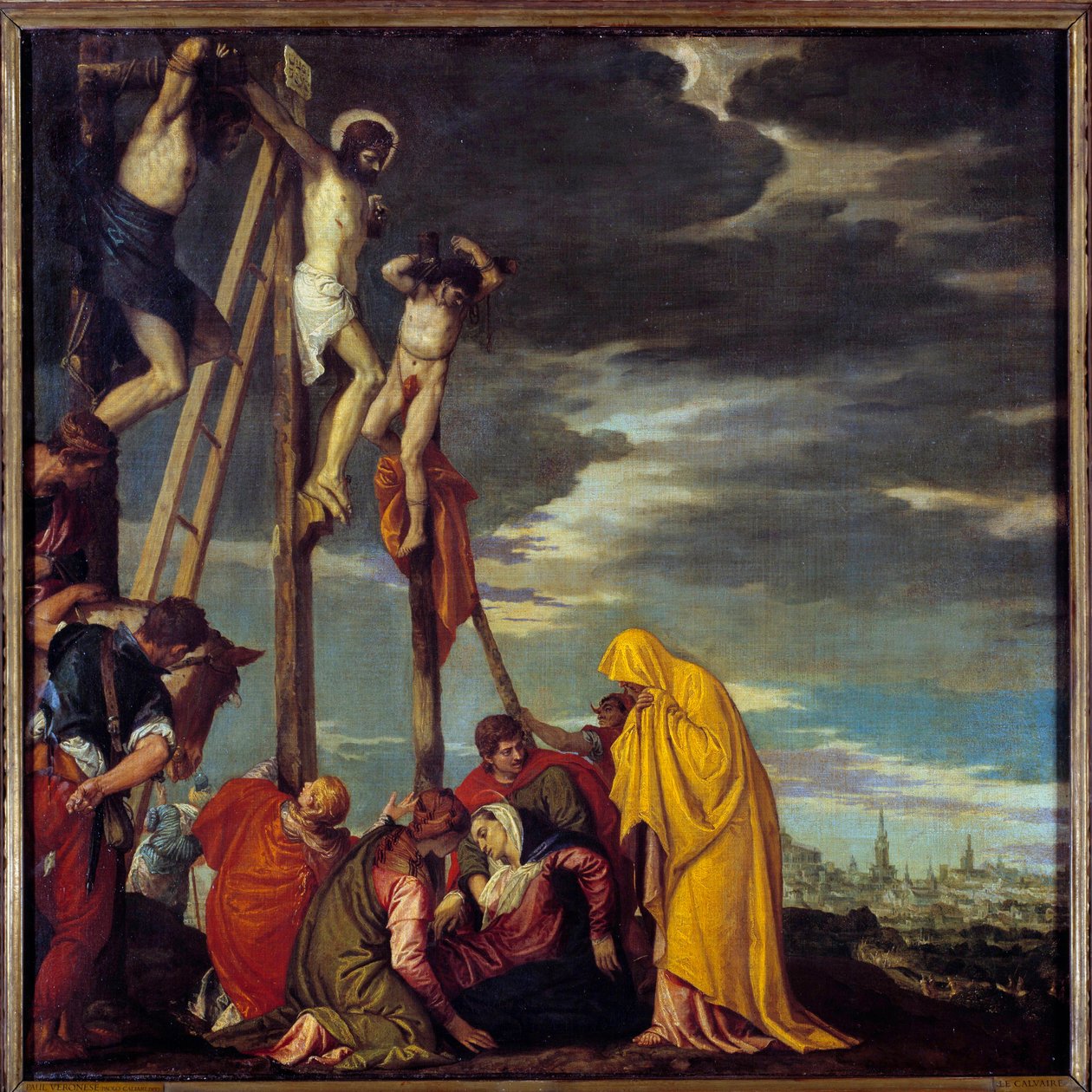 Golgata-maleriet av Paolo Caliari dit Paolo Veronese (1528-1588) Søn fra 1500-tallet. 1,02x1,02 m av Veronese