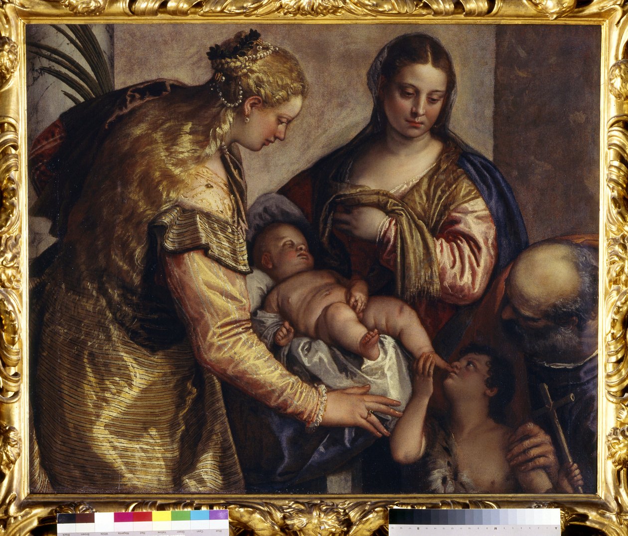 Den hellige familie med St. Barbara, ca. 1550 (olje på lerret) av (1528 88) Veronese