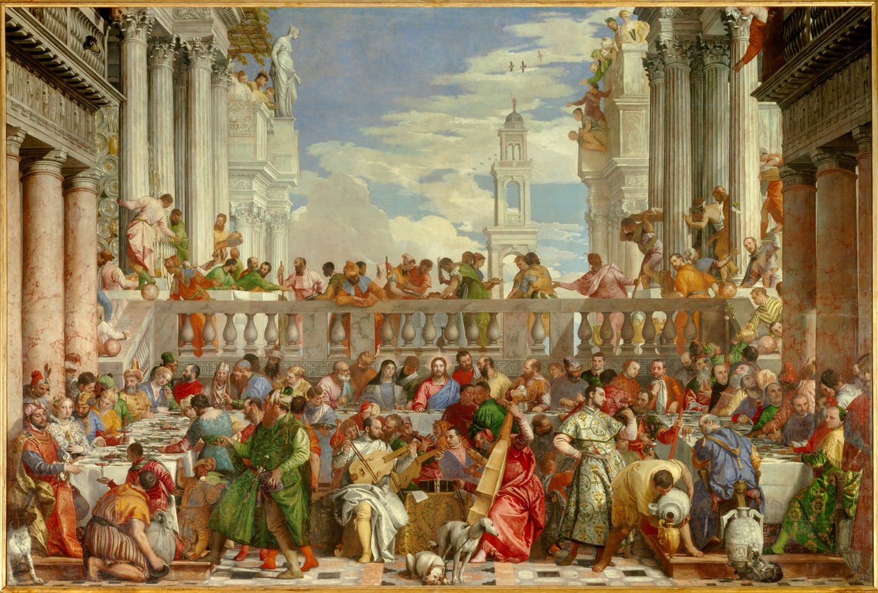 Bryllupet i Cana (Le nozze di Cana) (mirakel forvandlingen av vann til vin»» Maleri av Paolo Caliari dit Paolo Veronese (1528-1588) av Veronese
