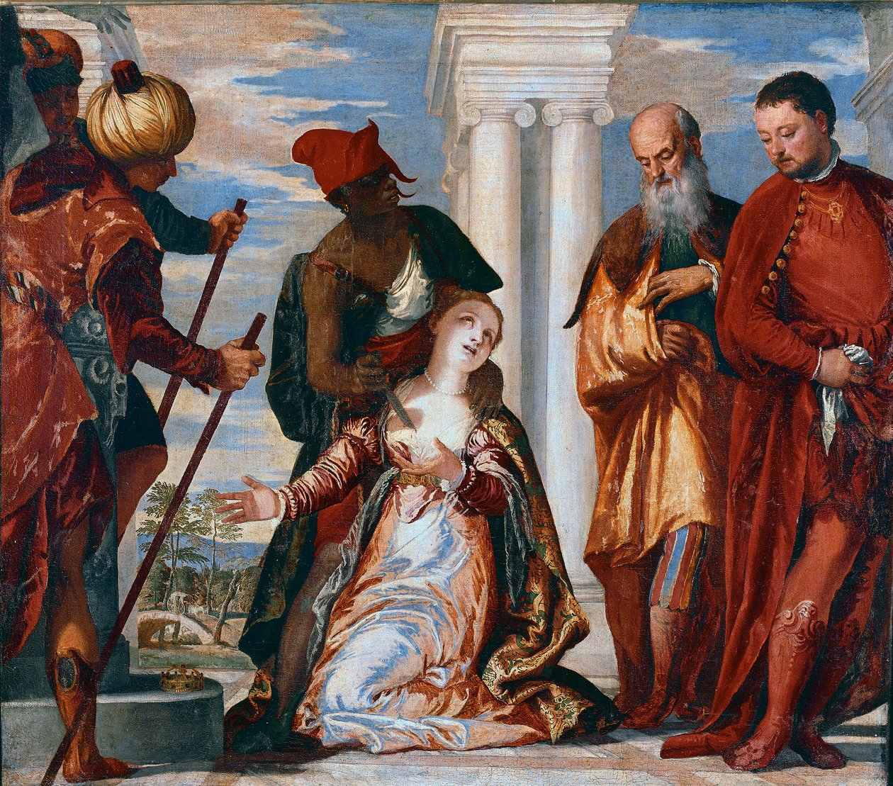 Martyrdøden til Saint Justine Sainte Justine fra Padua er gjennomboret med et sverdstrøk. Maleri av Paolo Caliari dit Veronese (1528-1588) av Veronese