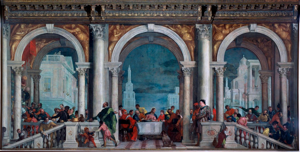 Måltidet på Levi Painting av Paolo Veronese Caliari (1528-1588) 1573 Dim.5,51x13,1 m Venezia, Gallerie del 