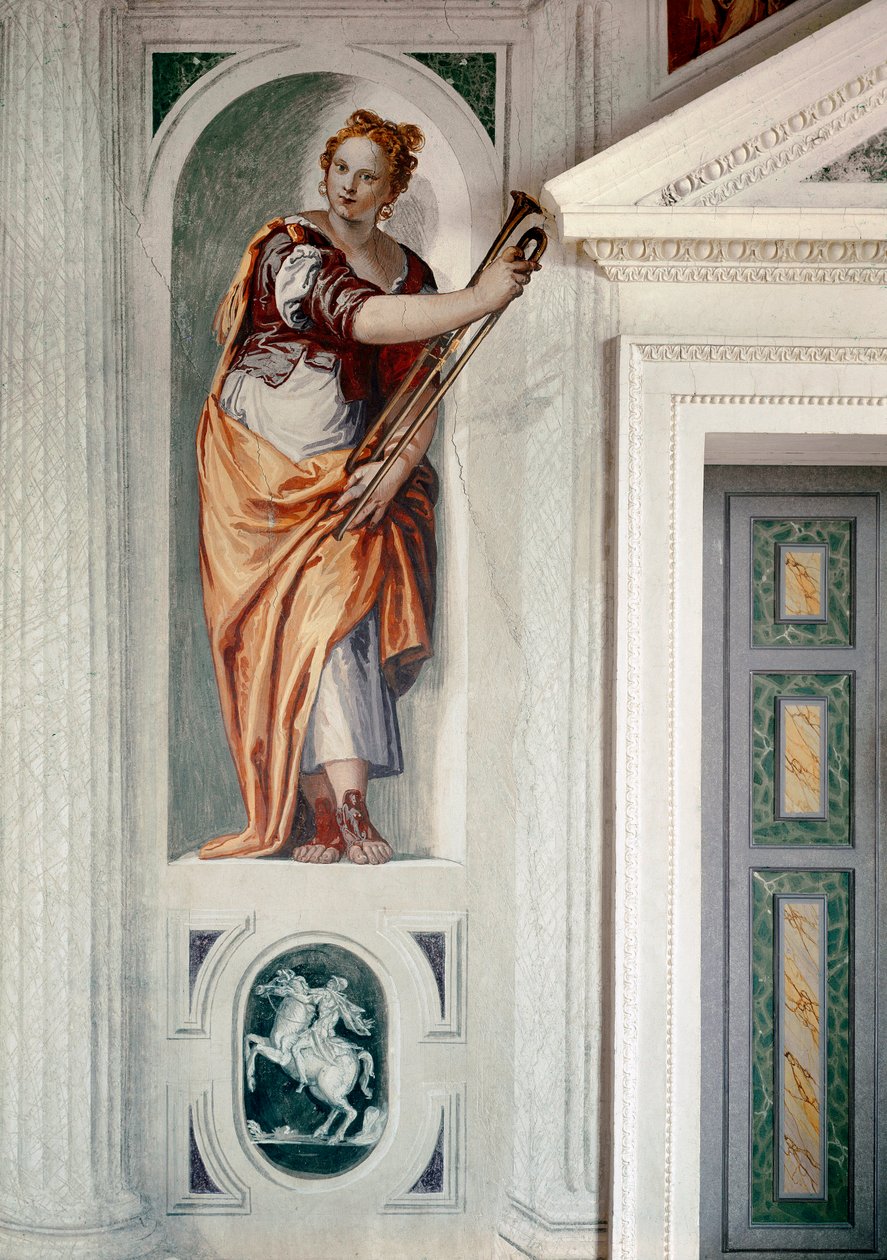 Trompetisten. Maleri av Paolo Caliari kalt Paolo Veronese (1528-1588), ca 1561. Fresco. Maser (Treviso), Villa Barbaro av Veronese