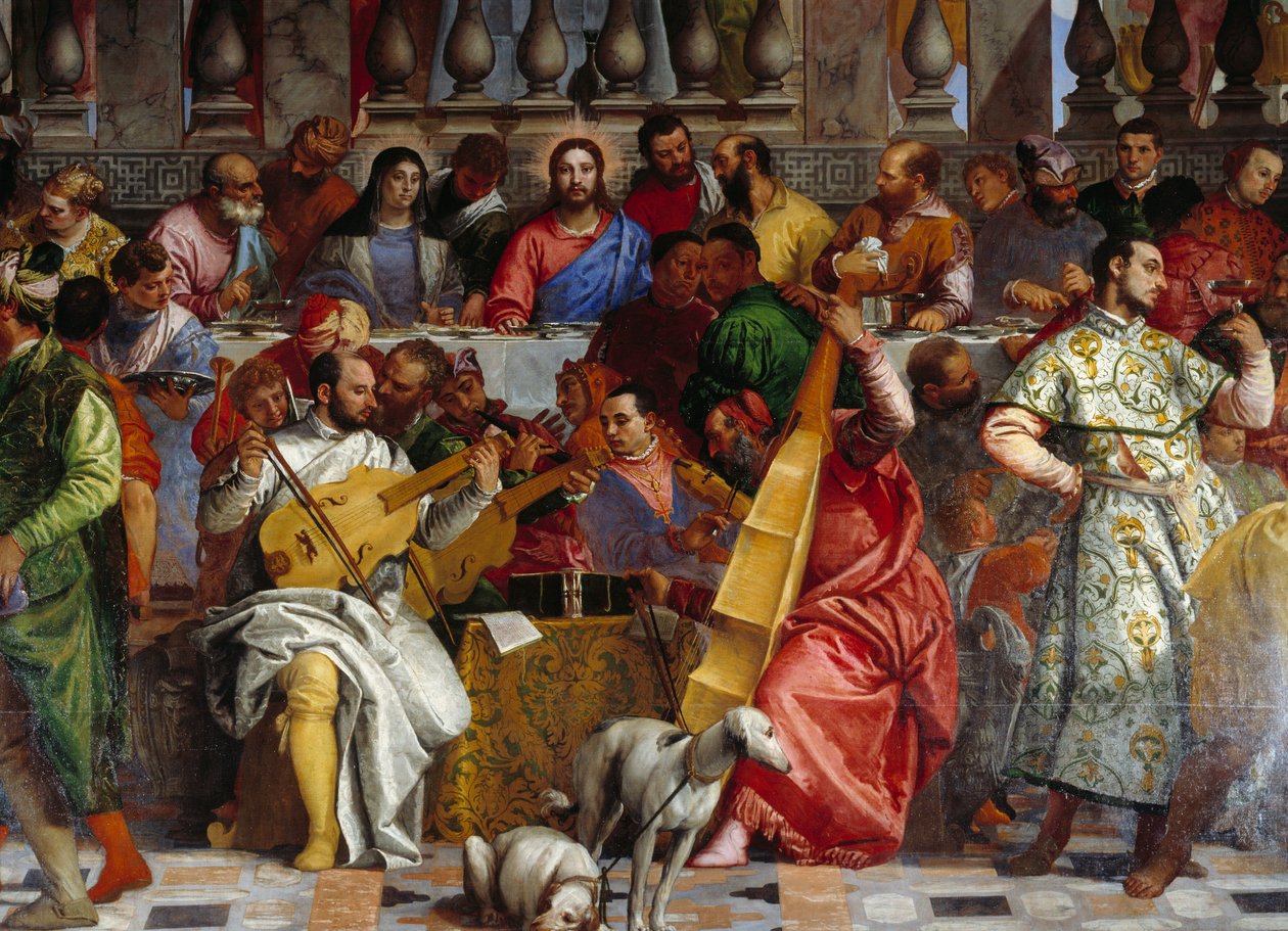 Bryllupet i Kana, detalj: Kristus og jomfruen. Fresco av Paolo Veronese (1528-1588) Ec. fre. av Veronese