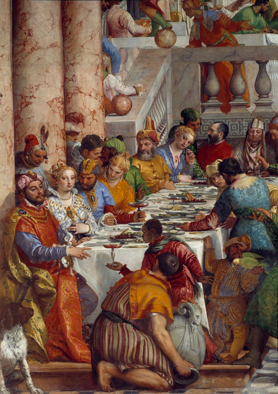 Bryllupet til Kana, detalj: Prinsenes måltid. Fresco av Paolo Veronese (1528-1588) Ec. fre. av Veronese