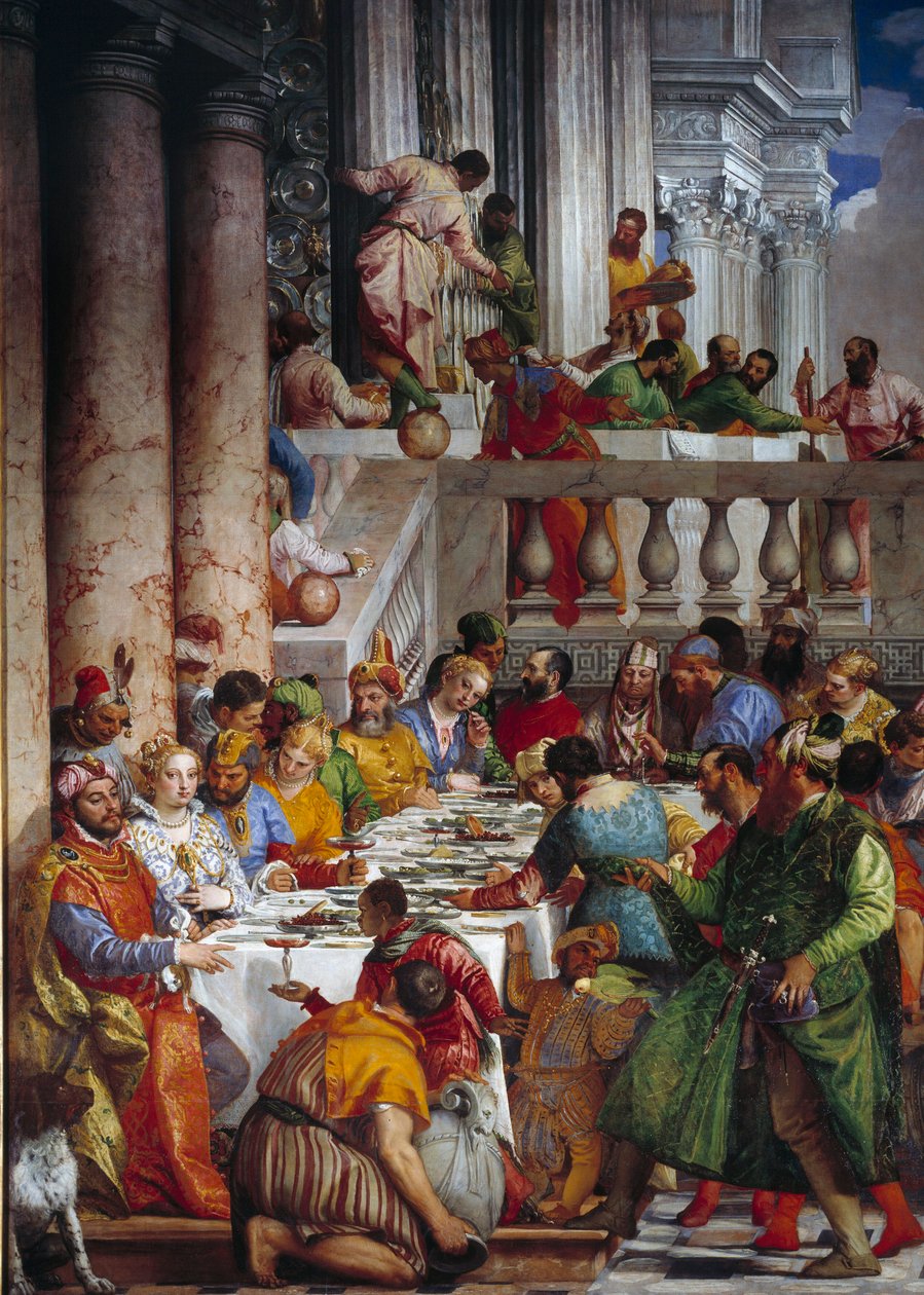 Bryllupet til Kana, detalj: Prinsenes måltid. Fresco av Paolo Veronese (1528-1588) Ec. fre. av Veronese