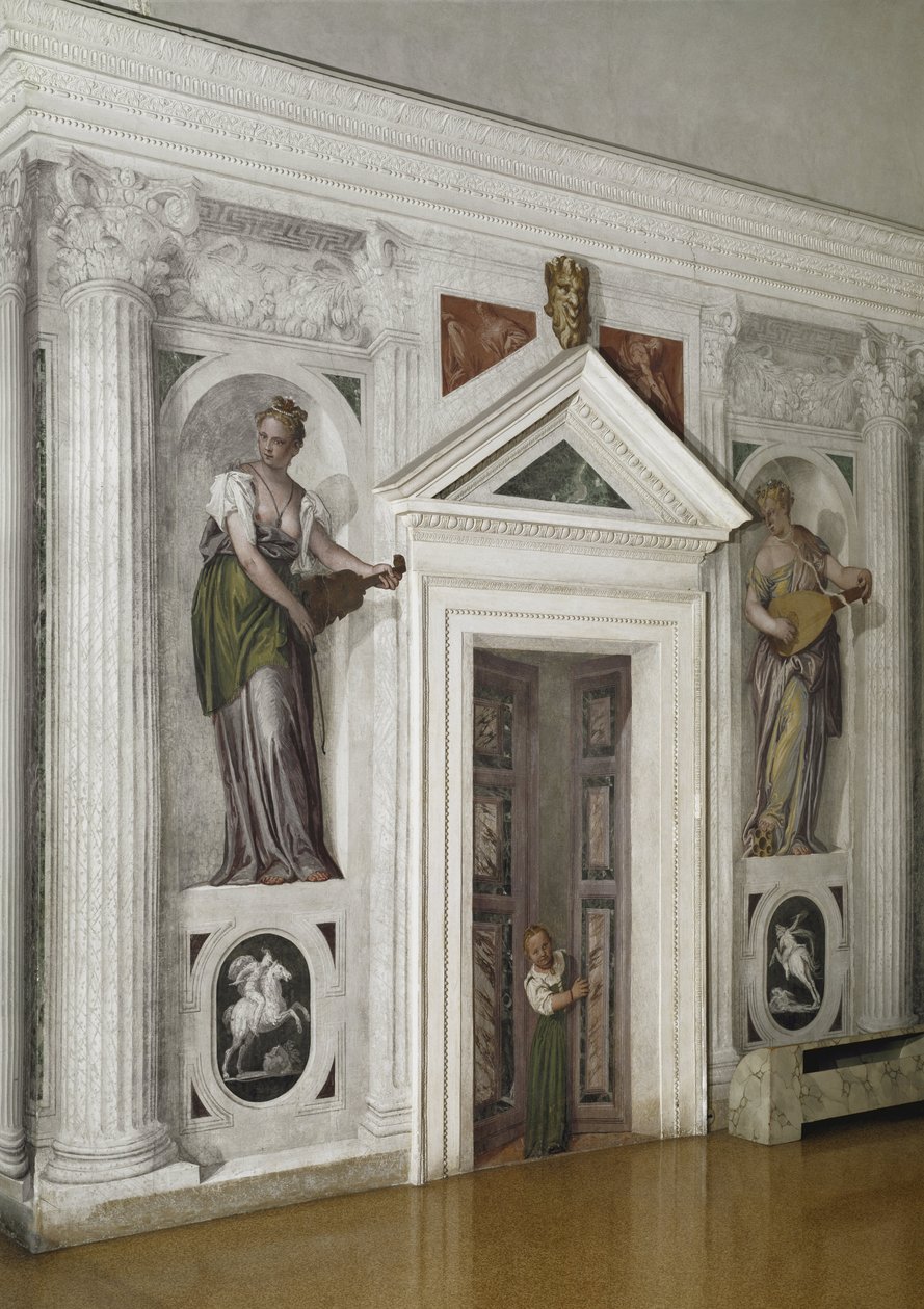 Utsikt over det korsformede rommet (tverrrommet), ca 1561 (fresco) av Veronese