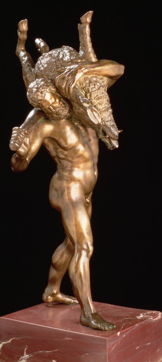 Hercules and the Erymanthian Boar (forgylt bronse) av Giambologna