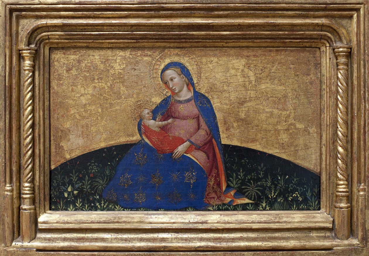 Madonna av ydmykhet. Maleri av Giovanni Da Bologna (aktiv andre halvdel av 1300-tallet) tempera på poppel, ca. 1395. Italiensk kunst av Giambologna