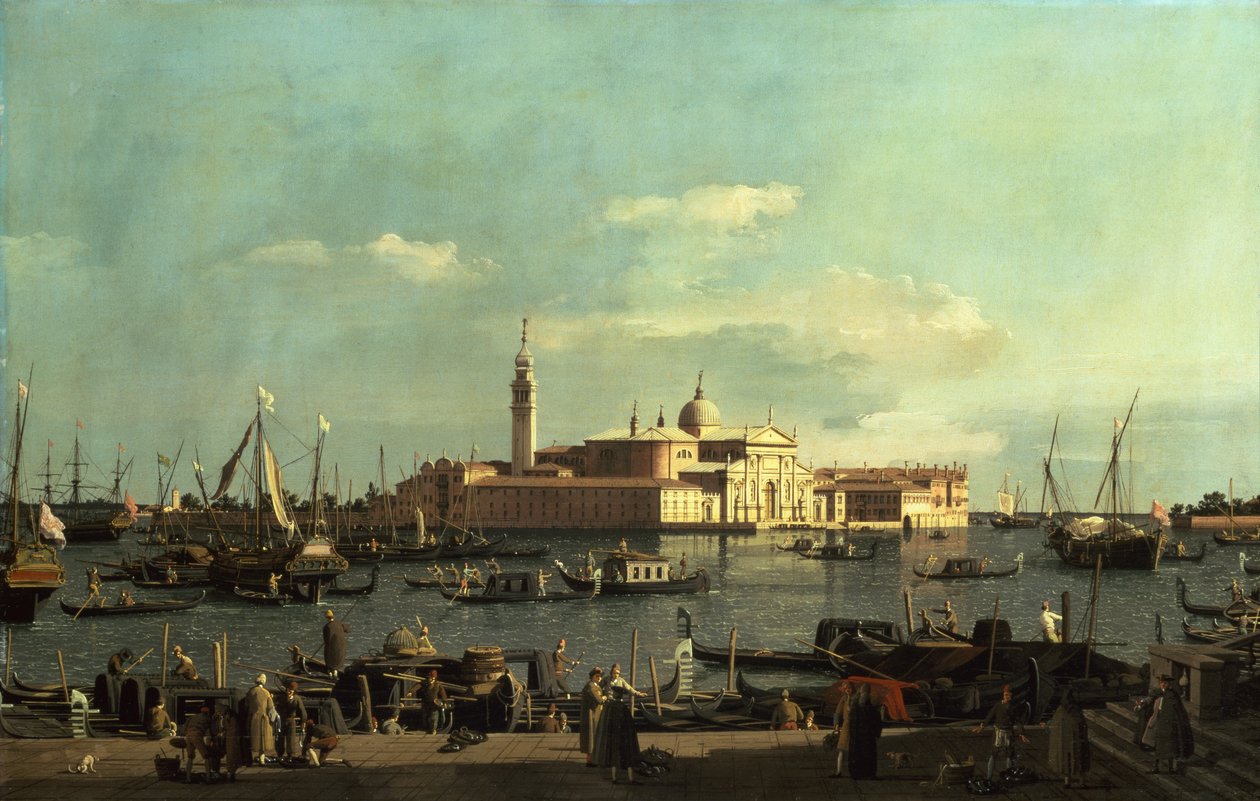 En utsikt over San Marco-bassenget fra Riva Degli Schiavoni, Venezia (olje på lerret) av Canaletto