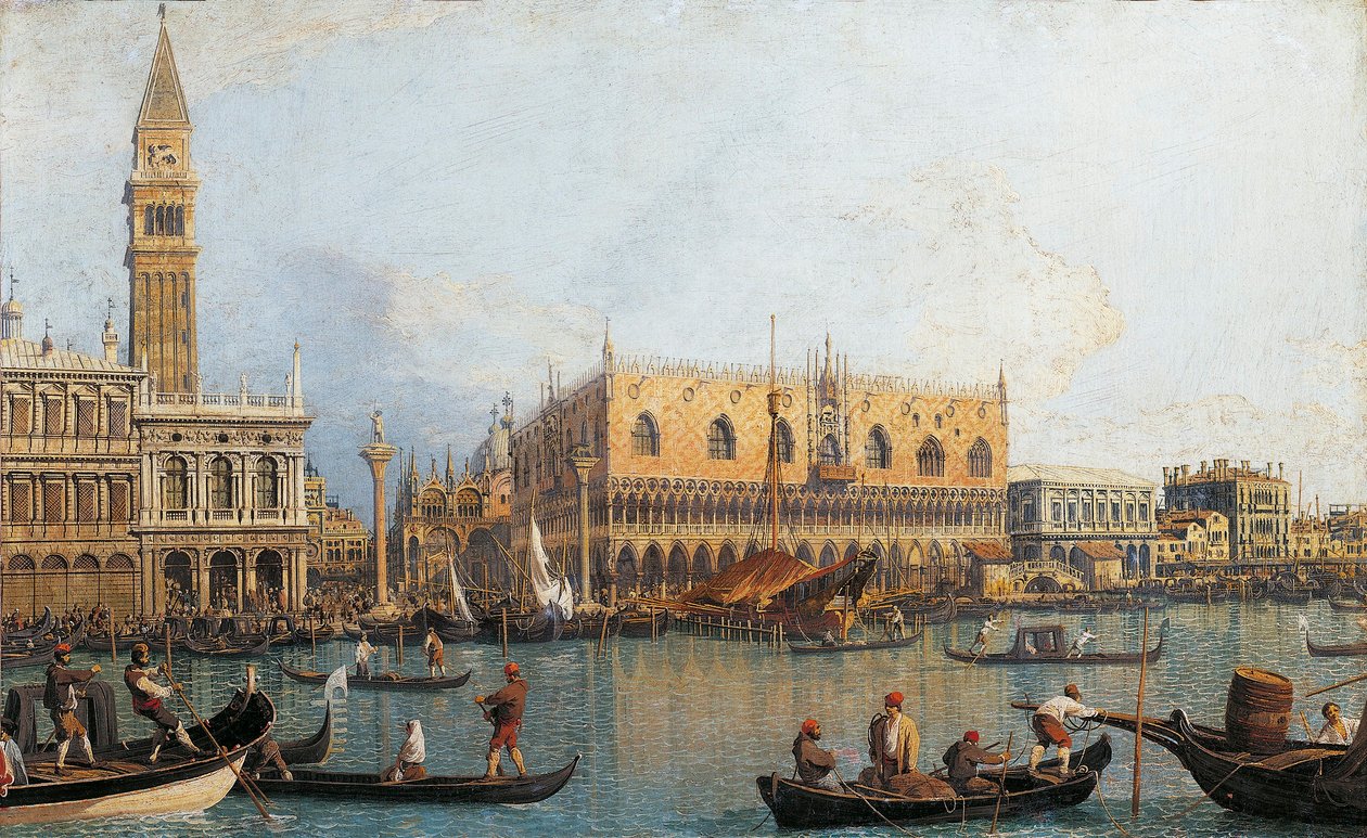 Italia, Firenze, Malt utsikt over Ducal Palace i Venezia (maleri) av (1697-1768) Canaletto