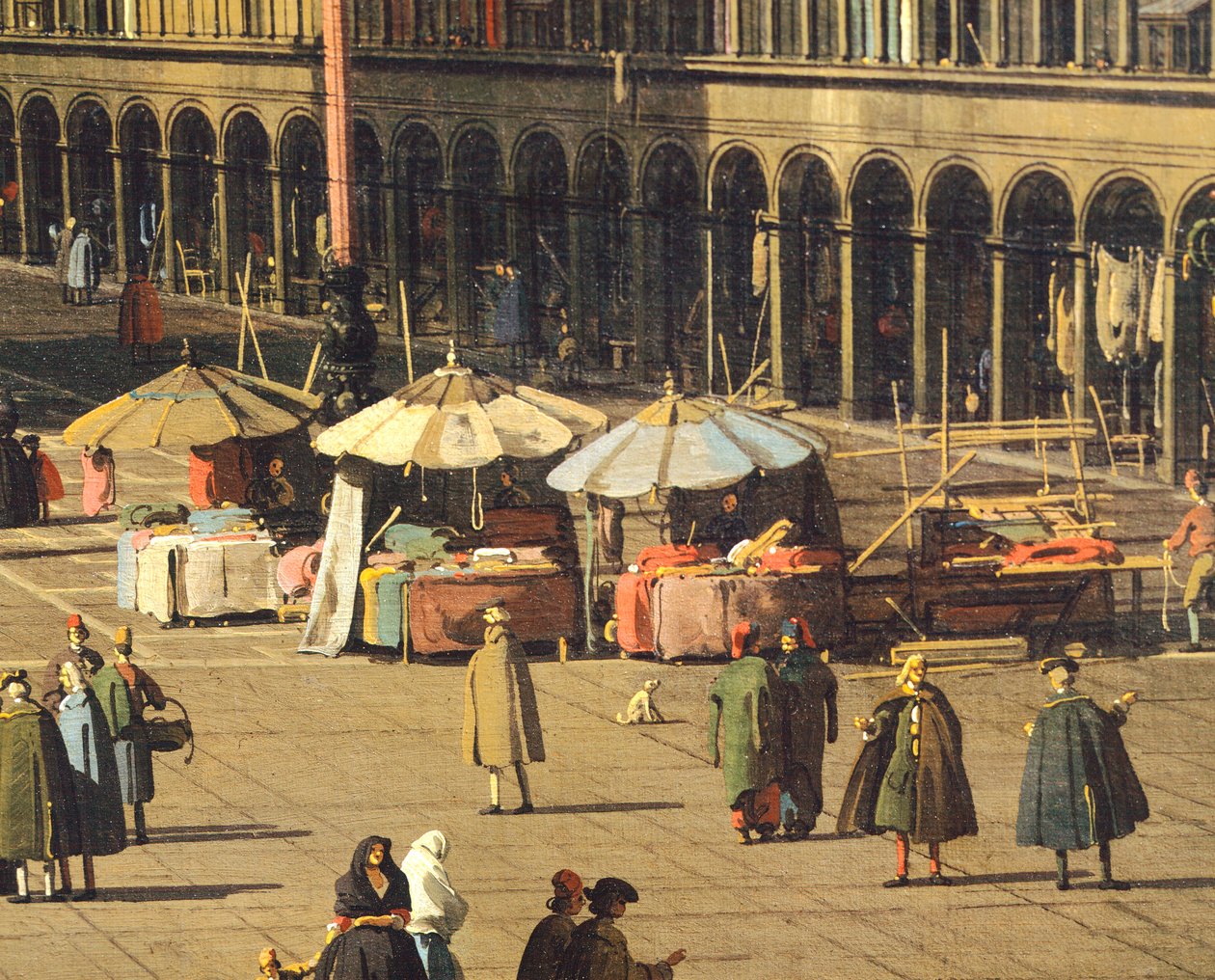 Piazza San Marco (Markusplassen) fra basilikaen mot kirken San Geminiano og Procuratie Nuove (bygninger av prokuratorer), Venezia, av Giovanni Antonio Canal, kjent som Canaletto (1697-1768), Olje på lerret, 68,5x93,5 cm , ca 1735 av (1697 1768) Canaletto