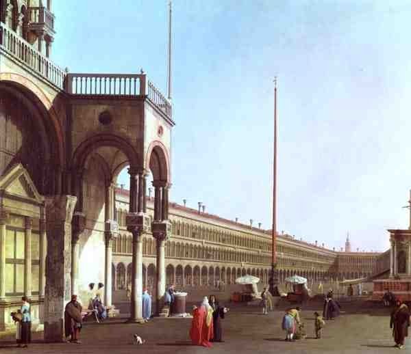 Piazza di San Marco fra Dogepalasset (olje på lerret) av Canaletto