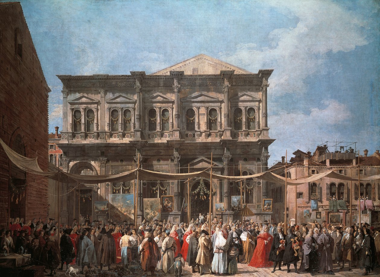 The Feast of San Rocco, Venezia, ca 1735, av Giovanni Antonio Canal kjent som Canaletto (1697-1768), olje på lerret av (1697 1768) Canaletto