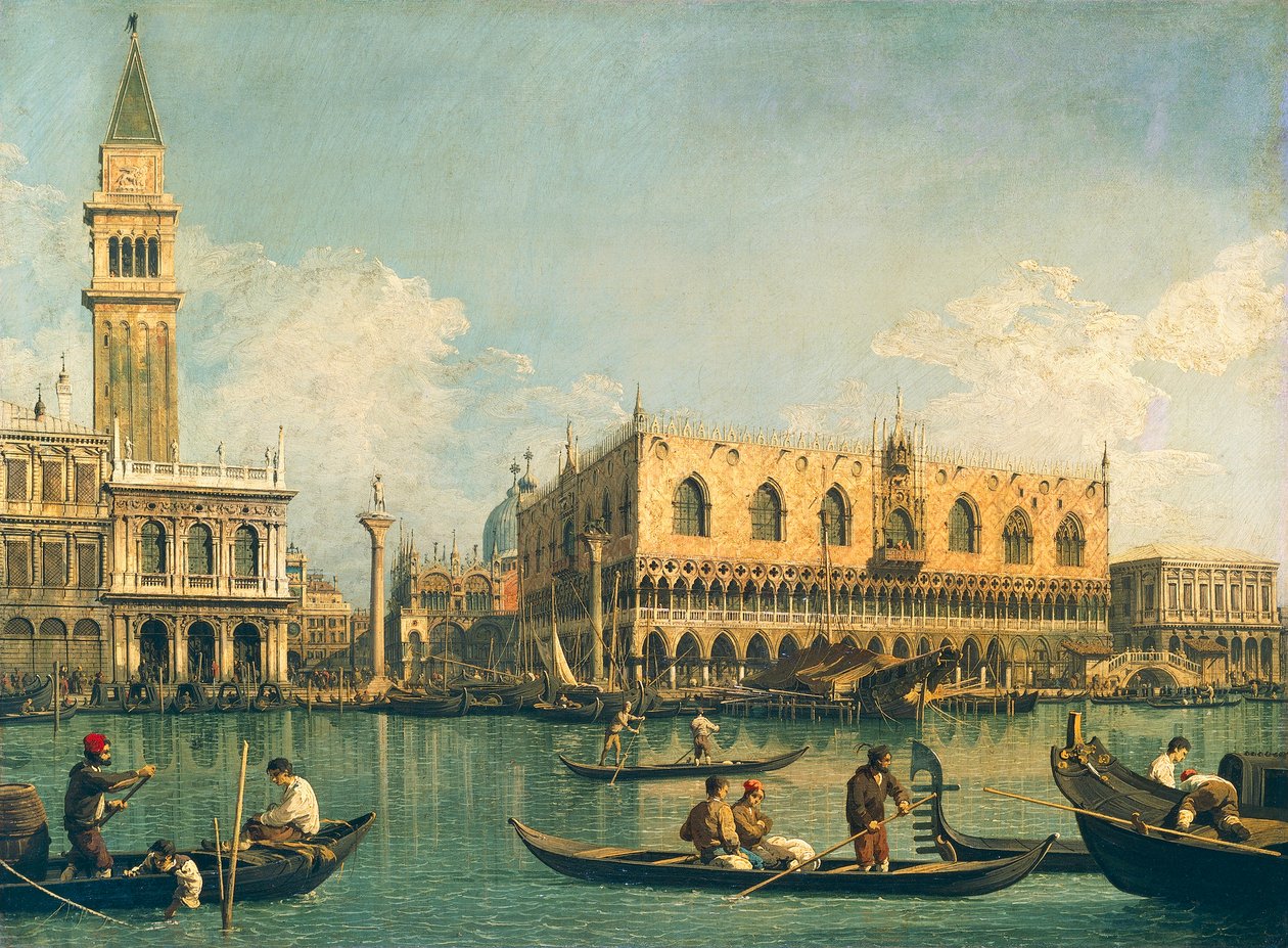 Moloen fra Bacino di San Marco på Kristi himmelfartsdag, av Giovanni Antonio Canal, kjent som Canaletto (1697-1768), Olje på lerret, 53,5x71 cm, 1730-1 av (1697 1768) Canaletto