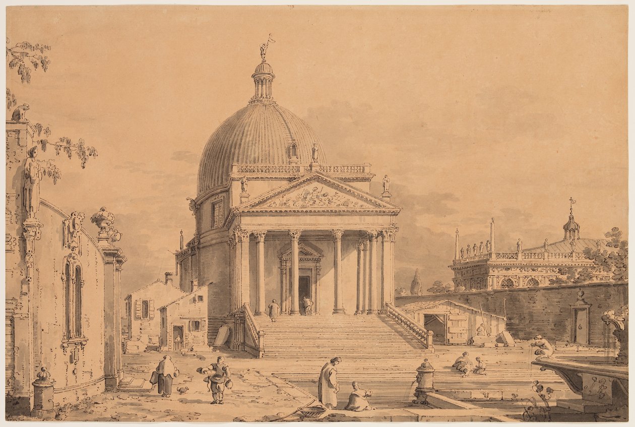 Utsikt unnfanget med San Simone Piccolo, ca. 1735 av Canaletto