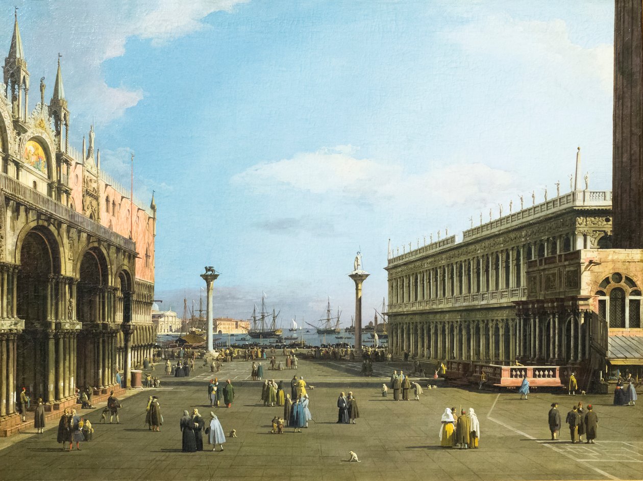 Venezia, piazzettaen med biblioteket til San Marco av (1697 1768) Canaletto