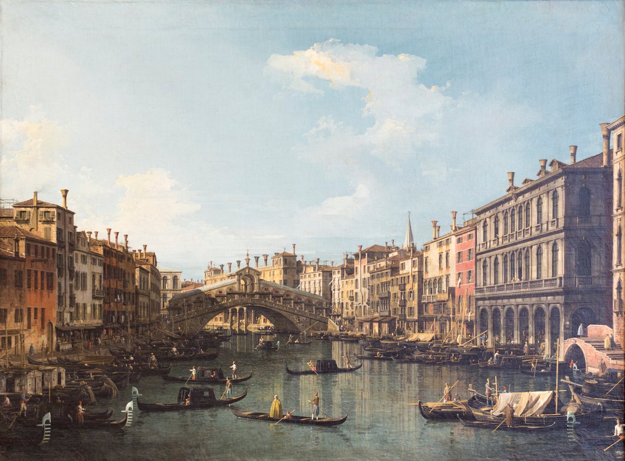 Utsikt over Venezia med Rialtobroen av (1697 1768) Canaletto