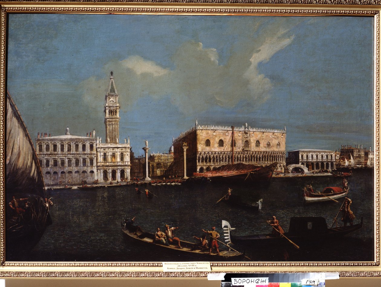 ""Utsikt over Canal Grande, Hertugpalasset og Markusplassen i Venezia"" (Grand Canal, Piazzetta og Dogepalasset i Venezia) Maleri av omgivelsene til Giovanni Antonio Canal Said Canaletto (1697-1768) Museum of Fine fra 1700-tallet Kunst Ivan Kramskoy (eller av Canaletto