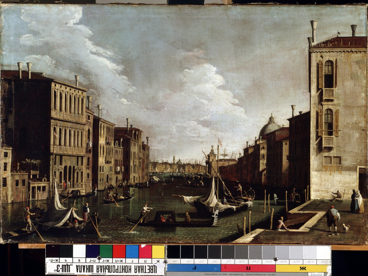 ""Utsikt over Canal Grande i Venezia"" (Venezia) Maleri av Giovanni Antonio Canal detto il Canaletto (1697-1768). 1700-talls museum for kunst av Mikalojus Konstantinas Ciurlionis, Kaunas, Litauen av Canaletto