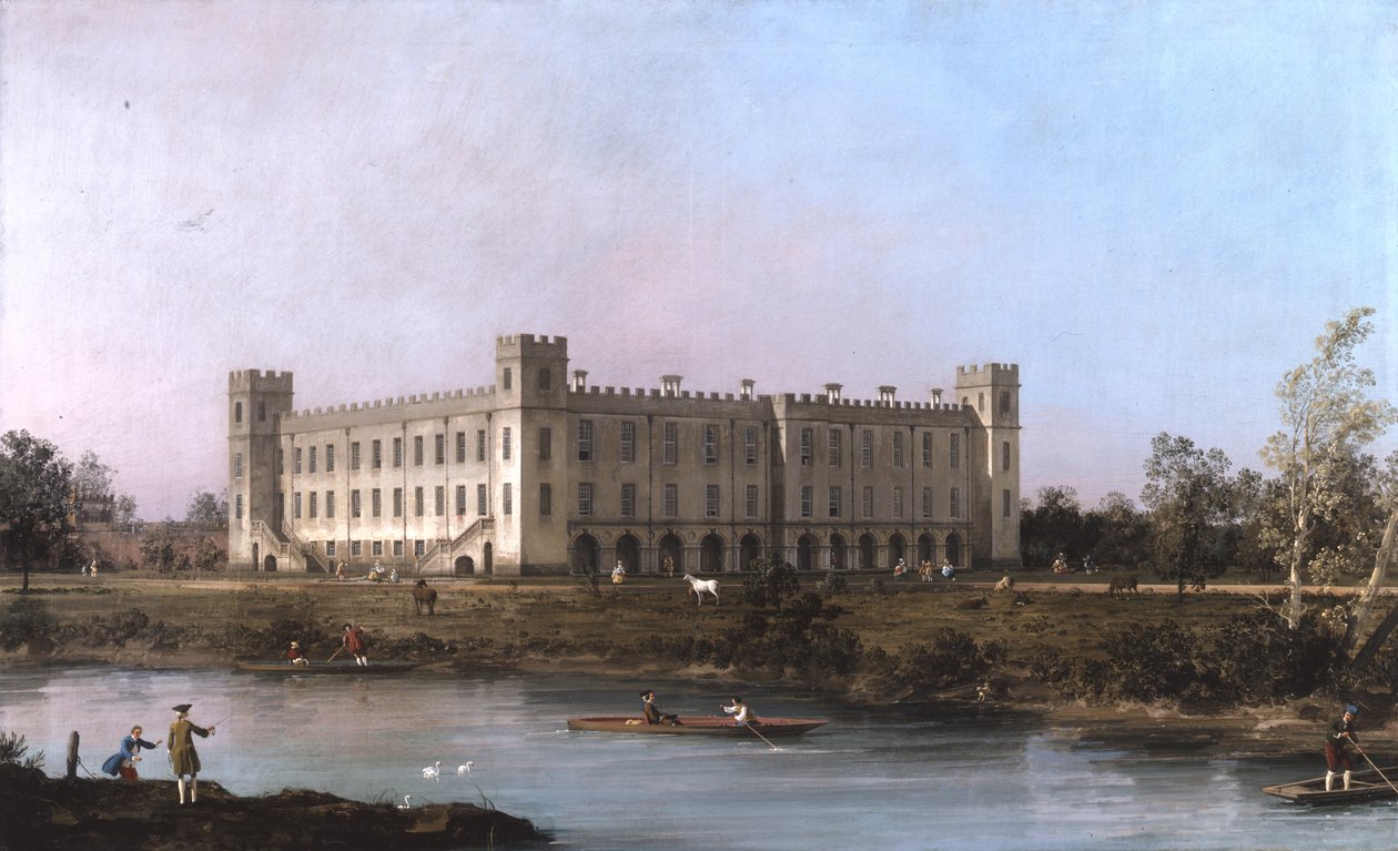 En utsikt over Syon House over Themsen fra sørøst av Canaletto