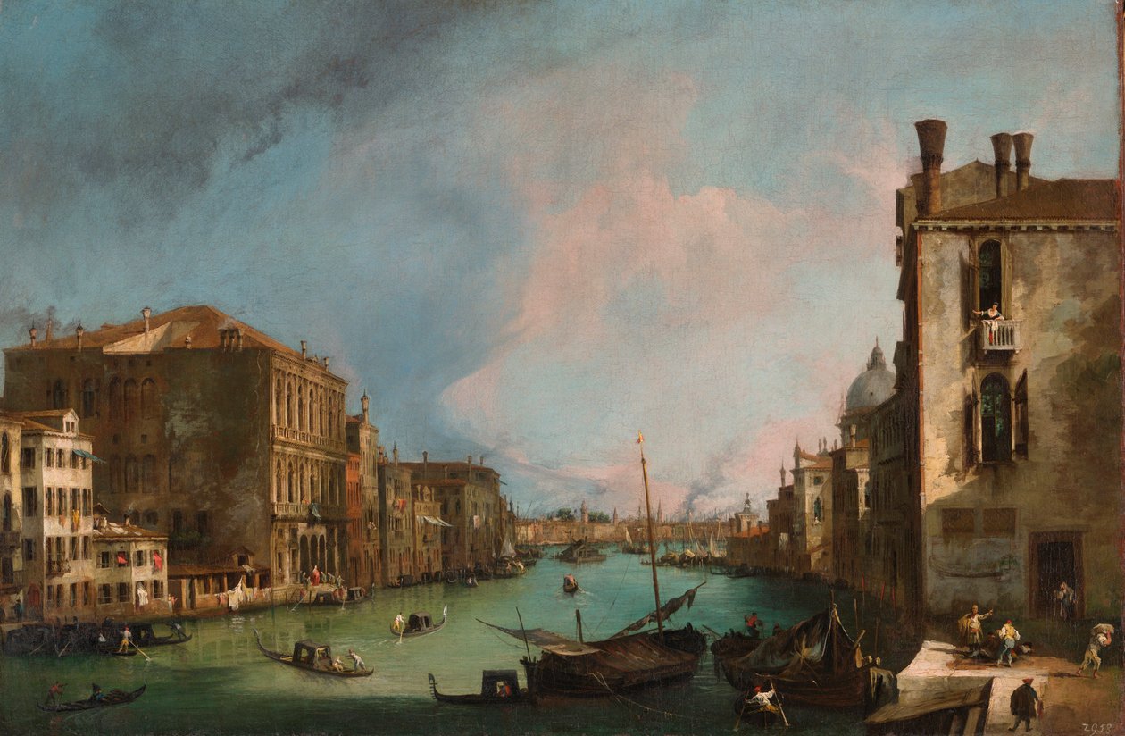 ""Le grand Canal a Venise, Italie"" (The Grand Canal in Venezia) Peinture de Giovanni Antonio Canal (Canaletto) (1697-1768) Dim 65,5x97,5 cm Olje på lerret 1723 State Art Gallery, Dresde av Canaletto