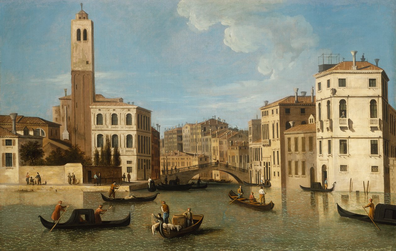 Inngangen til Cannaregio, Venezia (olje på lerret) av Canaletto