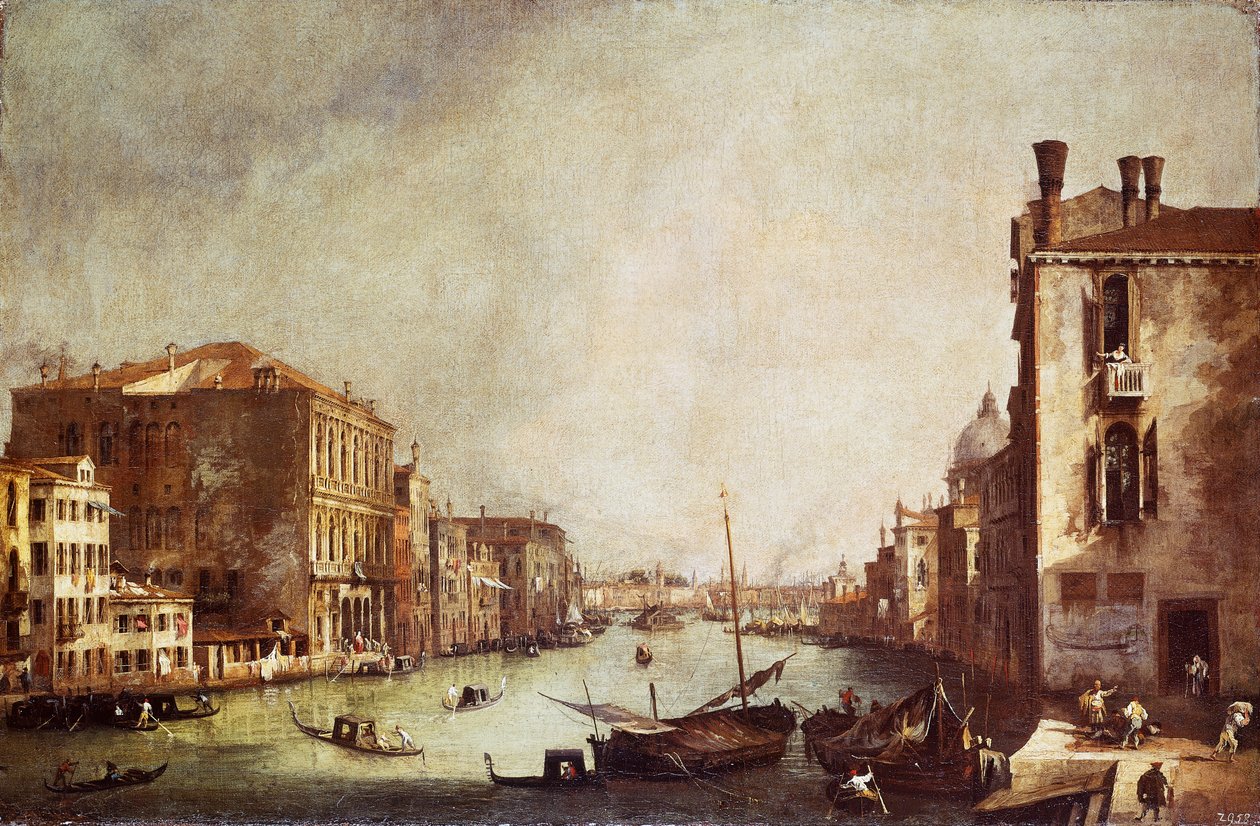 Utsikt over Canal Grande fra San Vio (olje på lerret) av Canaletto