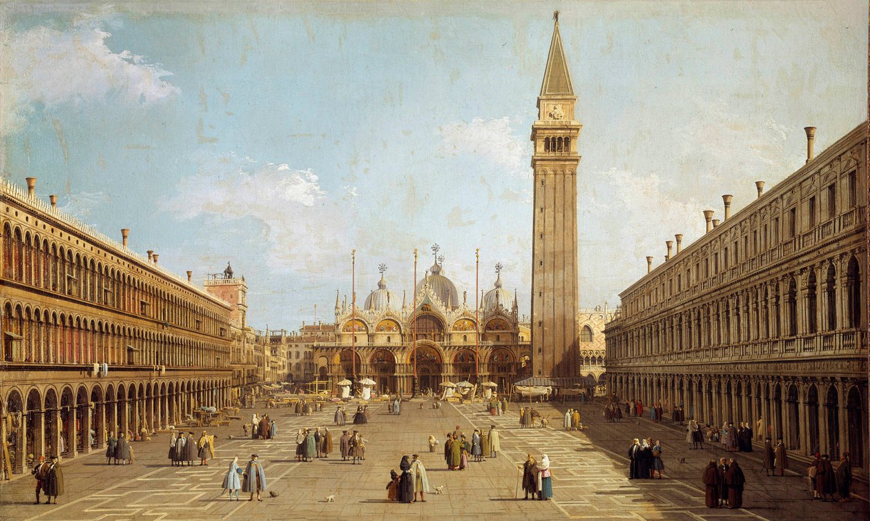 Utsikt over Markusplassen i Venezia Maleri av Antonio Canaletto-kanalen (1697-1768) rundt 1740, 76 x 45 cm - Paris. Jacquemart Andre-museet av Canaletto