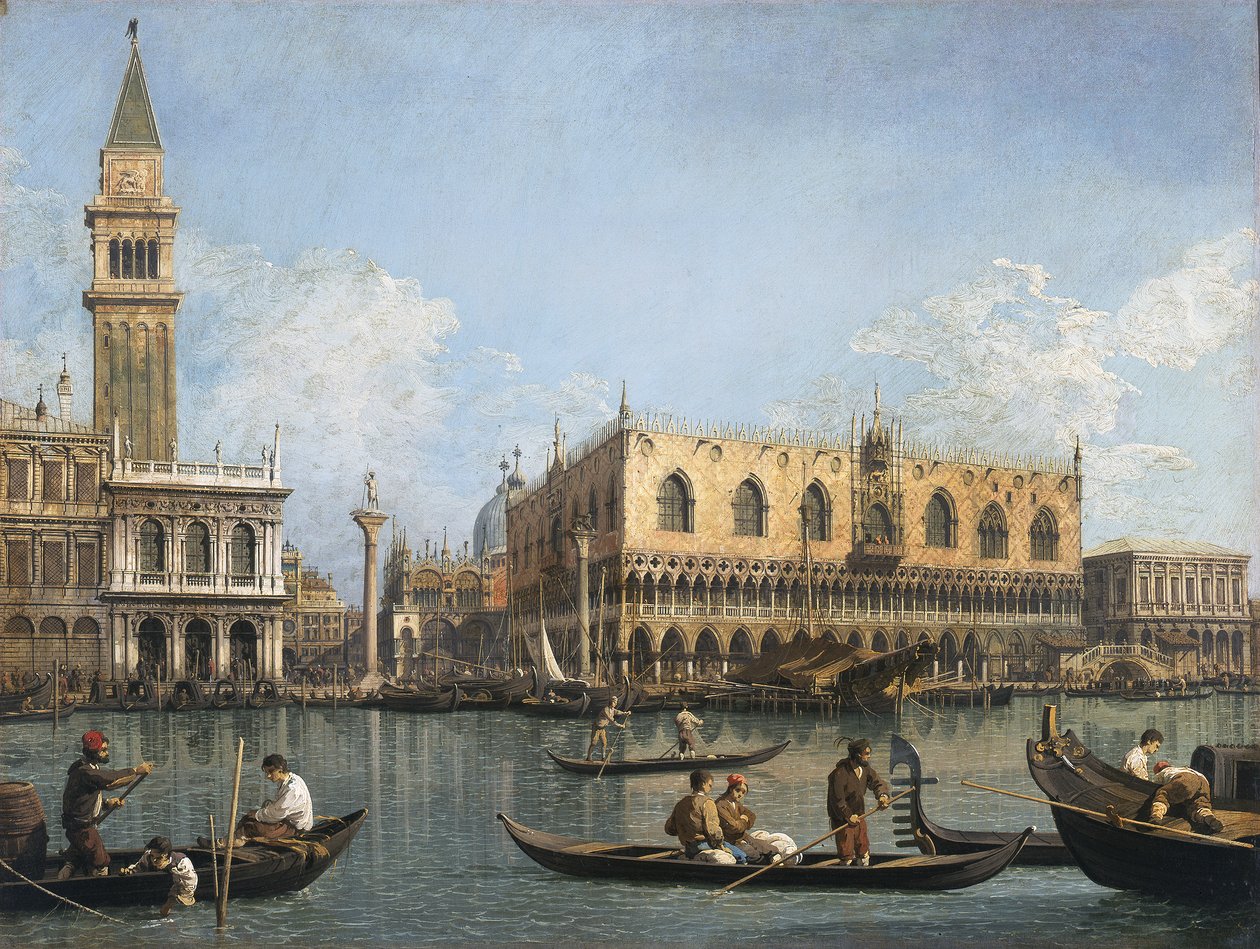 Utsikt over bassenget til San Marco fra Punta della Dogana av Canaletto