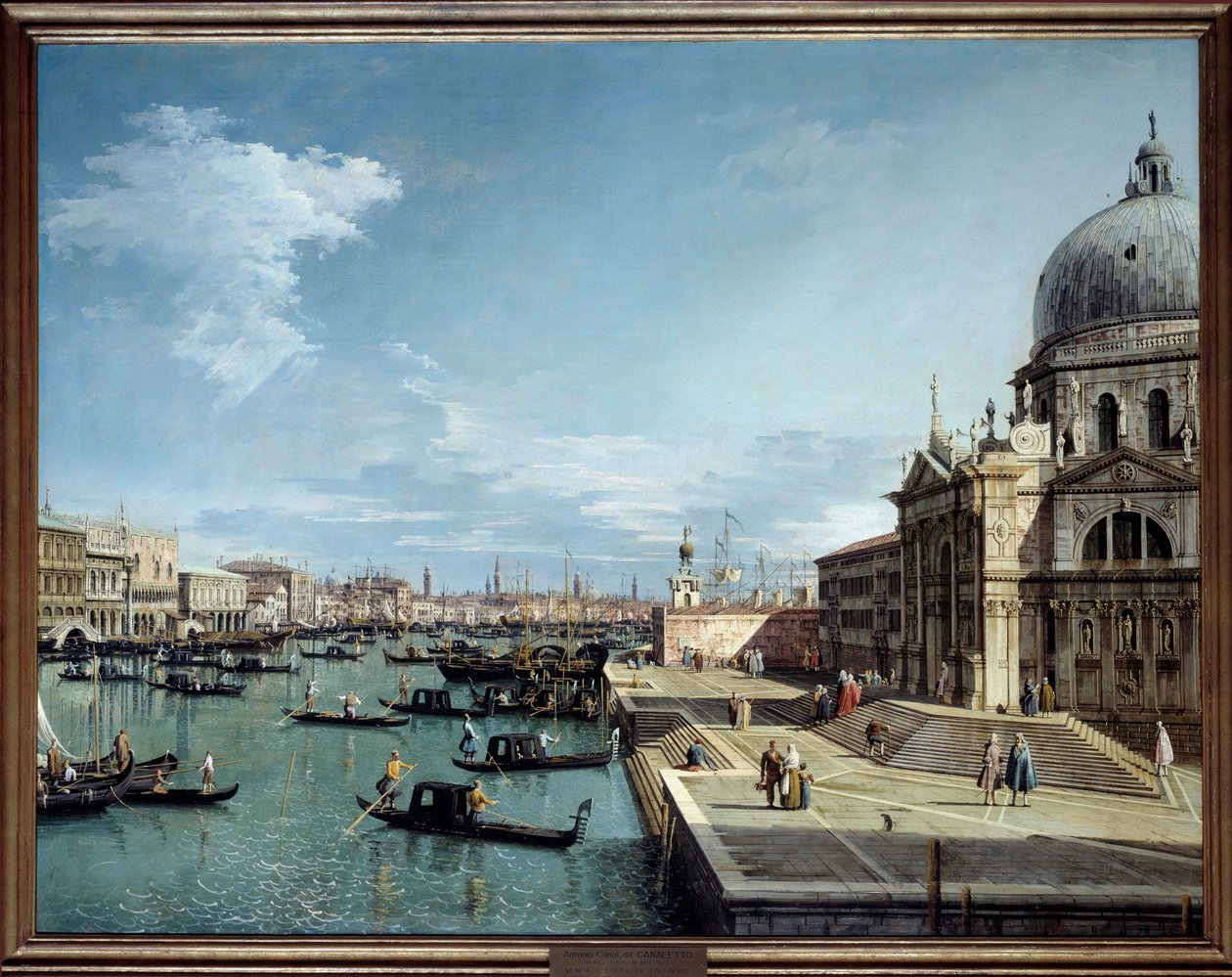 Utsikt over inngangen til Canal Grande og Saluttkirken i Venezia Maleri av Antonio Canal dit Canaletto (1697-1768) 1700-talls søn. 1,19x1,53 m av Canaletto