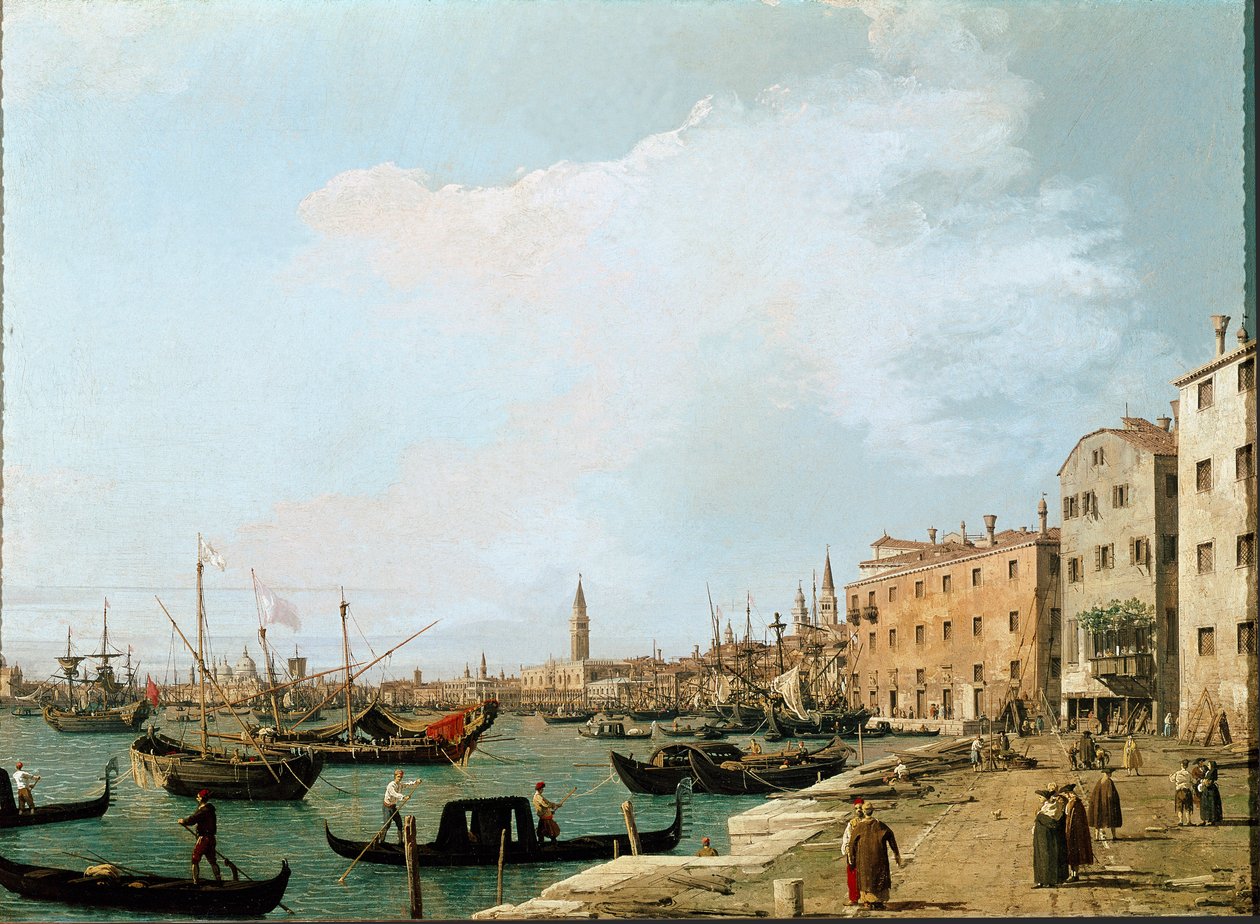 Utsikt over riva degli Schiavoni, Venezia (olje på lerret av Canaletto