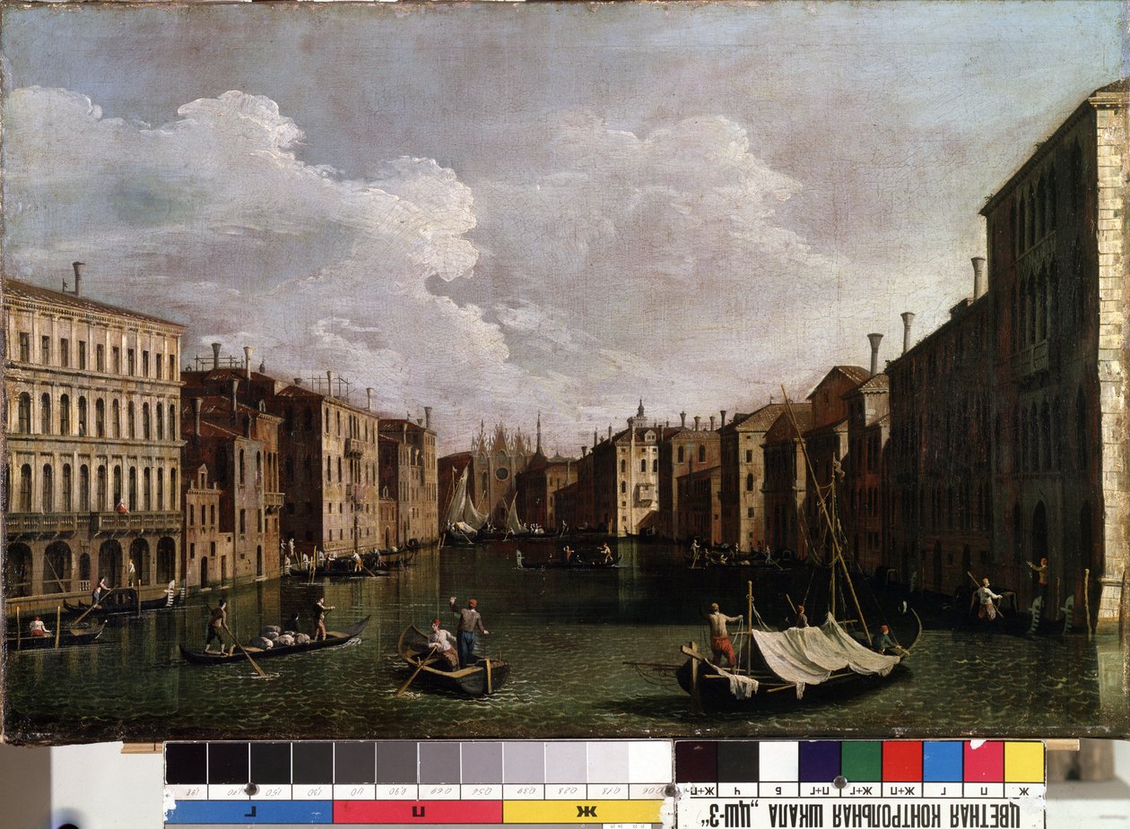 ""Utsikt over Canal Grande i Venezia"" (Venezia) Maleri av Giovanni Antonio Canal detto il Canaletto (1697-1768). 1700-talls museum for kunst av Mikalojus Konstantinas Ciurlionis, Kaunas, Litauen av Canaletto