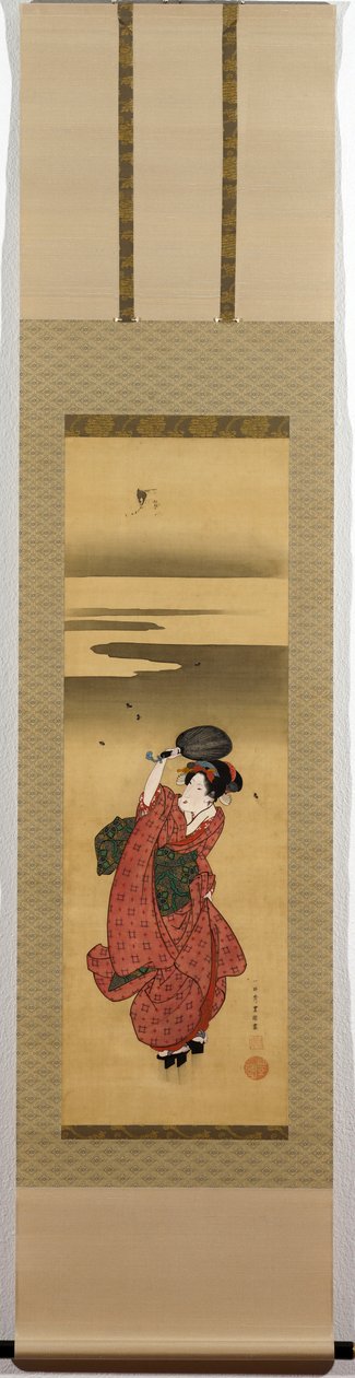 Ung kvinne på jakt etter ildfluer av (1777-1835) Toyokuni II